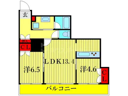 ヴィナシス金町タワーレジデンス(2LDK/16階)の間取り写真