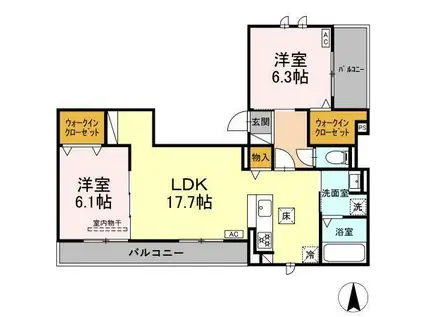 D-AVANCE 花田(2LDK/1階)の間取り写真