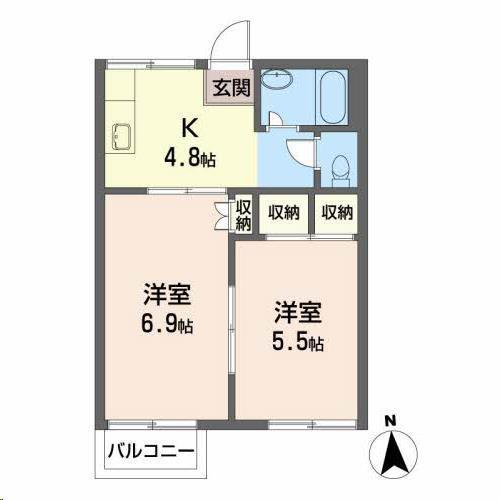 ドミール大樹(2K/2階)の間取り写真