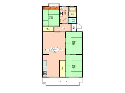 朝霞田島団地3号棟(3LDK/5階)の間取り写真