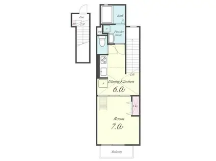 グランシャリオN(1DK/2階)の間取り写真