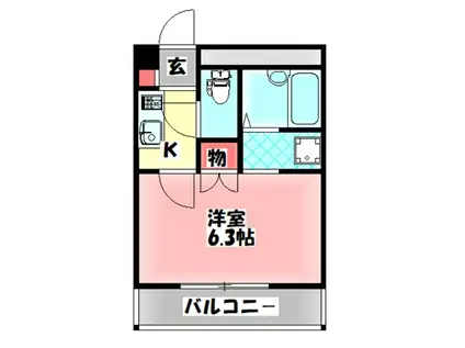 センチュリーⅠ(1K/2階)の間取り写真