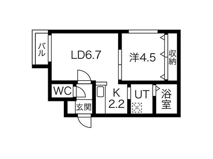 WYNN学園前(1LDK/4階)の間取り写真