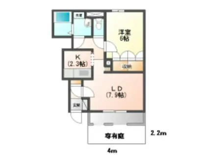モノトーンライフ008(1LDK/1階)の間取り写真