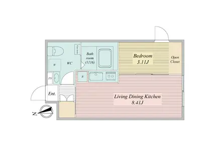 LIVEFLAT馬込(1LDK/2階)の間取り写真