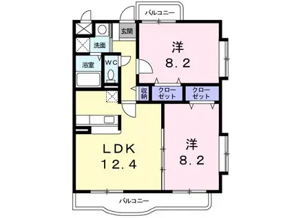 オーバ-ルックヒル グレイス(2LDK/2階)の間取り写真