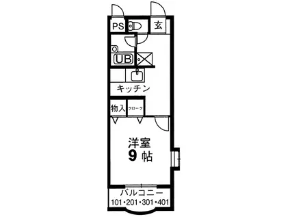 シティルーストミナミ(1K/1階)の間取り写真