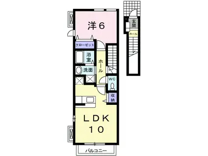 カーサ エレガンテ II(1LDK/2階)の間取り写真
