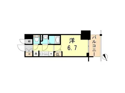 プレサンス THE神戸(1K/6階)の間取り写真