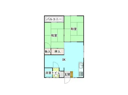 岡谷ハイツ(2LDK/2階)の間取り写真