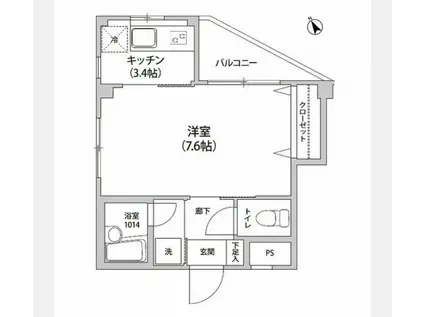 アルモニカ伊勢(1K/4階)の間取り写真