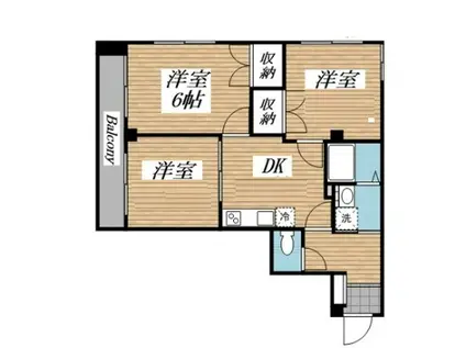 ヒルズガーデン東雪谷(3K/3階)の間取り写真