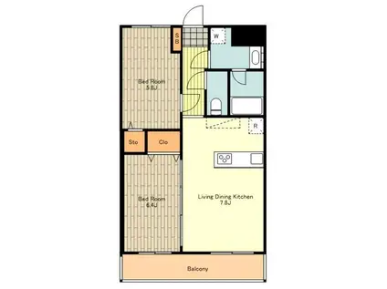 パルテンザ(2LDK/3階)の間取り写真