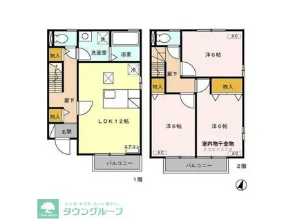 フレシール C(3LDK/2階)の間取り写真