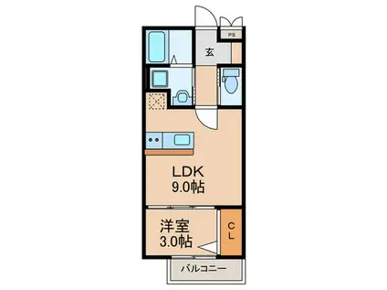 牧野阪アパート(1LDK/1階)の間取り写真