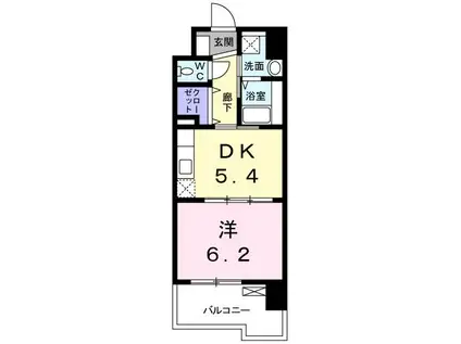 シャルム駅南(1DK/6階)の間取り写真