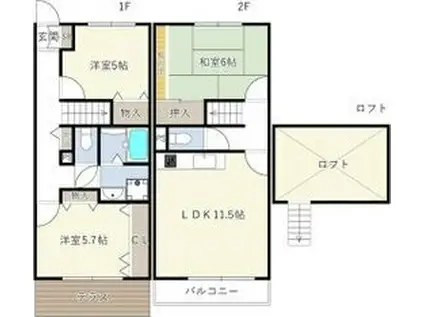 テラスハウスWAKO(3LDK/1階)の間取り写真