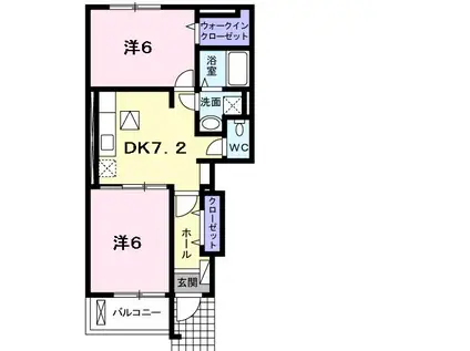 サンファミール西辛川(2DK/1階)の間取り写真