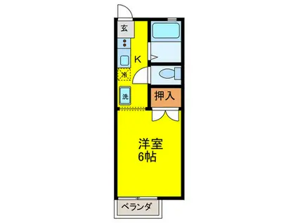 北畠ハイツ(1K/2階)の間取り写真
