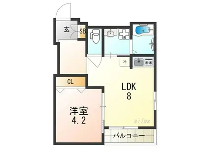 H-MAISON姫島(1LDK/1階)の間取り写真