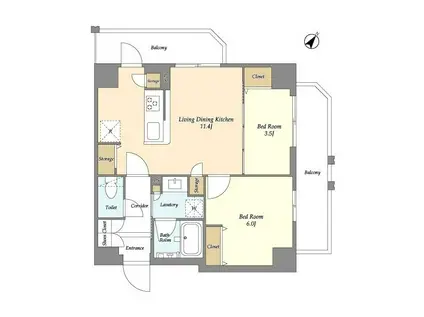 リテラス三ノ輪ウエスト(2LDK/6階)の間取り写真