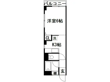 スカイハイツ大沢(1K/2階)の間取り写真