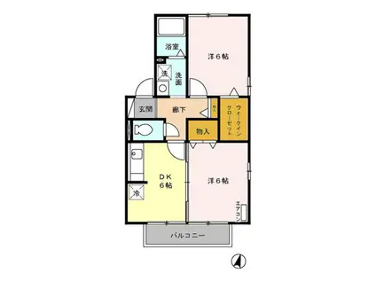 シャルール I・II・III(2DK/2階)の間取り写真