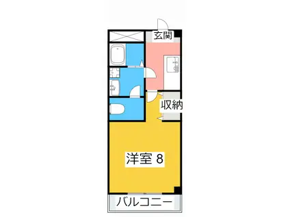 ルミナス緒川II(1K/2階)の間取り写真