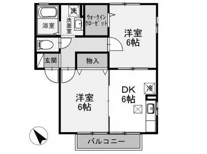 リヴィエールTOKI B(2DK/1階)の間取り写真