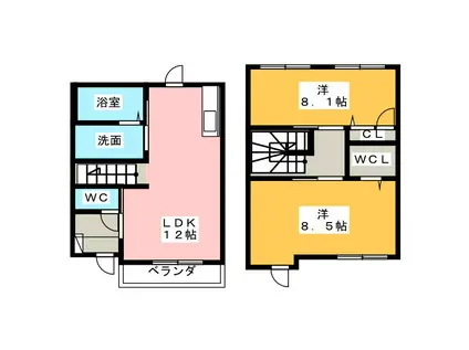 グランジュッテF(2LDK/1階)の間取り写真