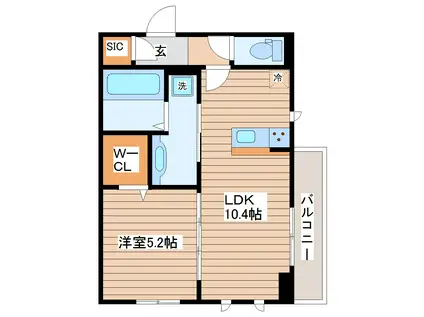 あすとTSI(1LDK/1階)の間取り写真