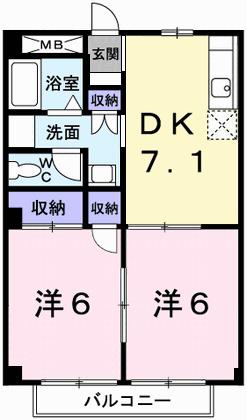フォレスト(2DK/2階)の間取り写真