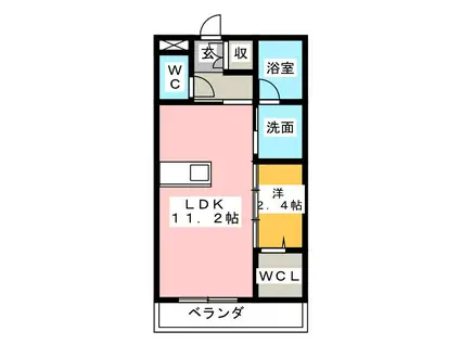 ソシアハート(1LDK/2階)の間取り写真