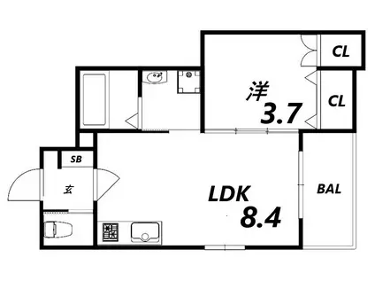 F ASECIA CHYPRE(1LDK/1階)の間取り写真