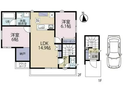 COZY南町田(2LDK/2階)の間取り写真