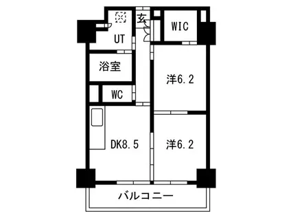 ビジュール琵琶湖京阪浜大津(2DK/8階)の間取り写真