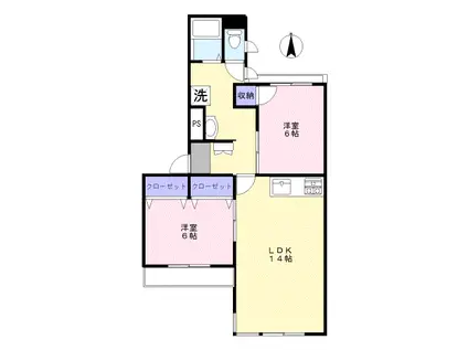 セゾン・パルシェ(2LDK/3階)の間取り写真