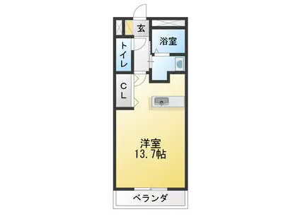 ヤングウィング(ワンルーム/1階)の間取り写真