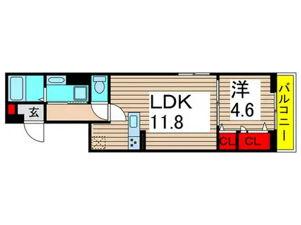 セレスティア大谷田II(1LDK/3階)の間取り写真