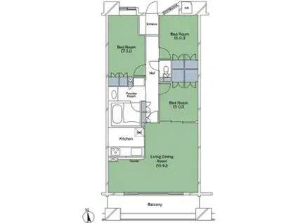 エスティメゾン東白壁(3LDK/4階)の間取り写真