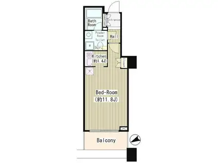 白金タワー(ワンルーム/6階)の間取り写真