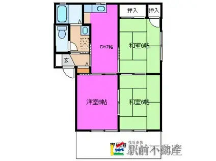 シックヒルズA(3DK/1階)の間取り写真