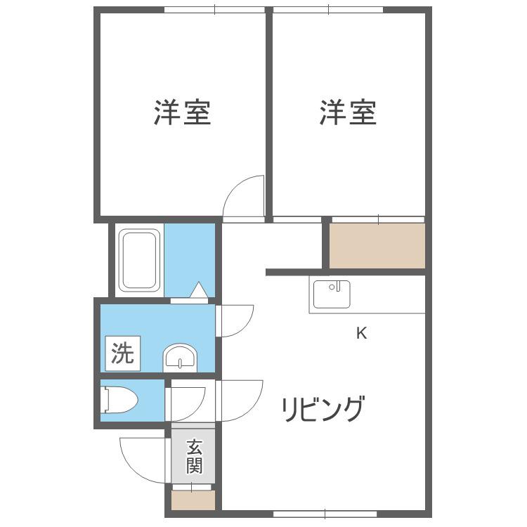 ファミリーハイツ北19条(2LDK/3階)の間取り写真