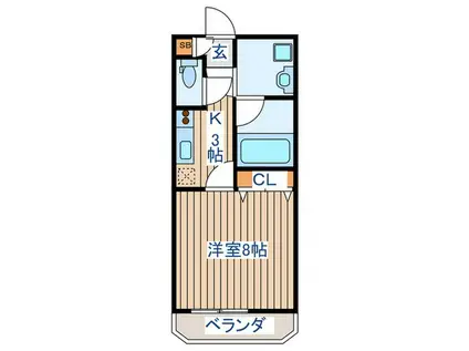 セレーナ宮城野(1K/1階)の間取り写真