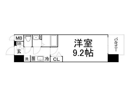 ララプレイス玉造オーブ(1K/9階)の間取り写真