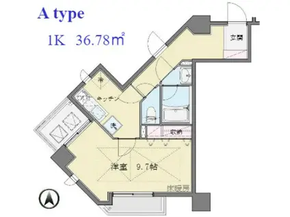 パークテラス恵比寿(1K/7階)の間取り写真