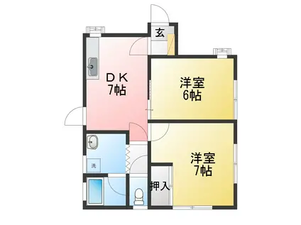 ユニテ片倉I(2DK/1階)の間取り写真