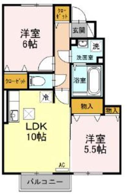 サン ガーデン(2LDK/1階)の間取り写真