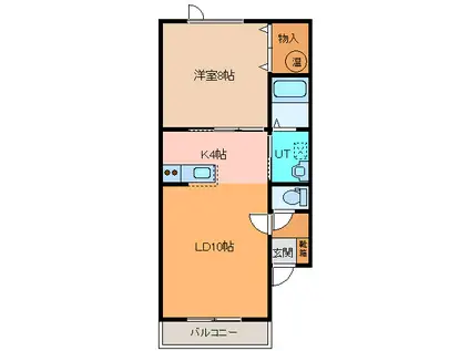 ハッピーライフHIBIKI(1LDK/2階)の間取り写真