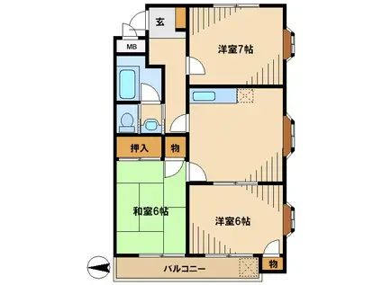マンションE・P(3DK/3階)の間取り写真
